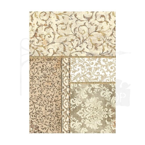 Papier ryżowy A6 Christmas Greetings Backgrounds tła - zestaw 8szt DFSAK6008 Stamperia