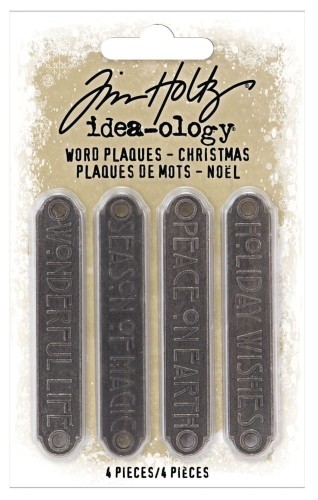 Ozdoby metalowe plakietki Idea-Ology Metal Word Plaques Christmas 4szt TH94203 Tim Holtz