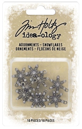 Ozdoby metalowe śnieżynki Idea-Ology Metal Adornments Snowflakes 10szt TH94200 Tim Holtz