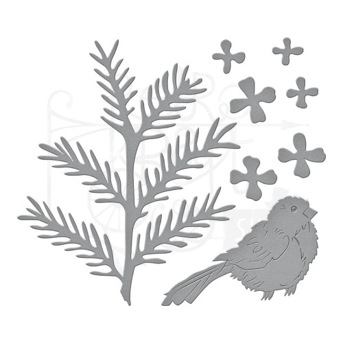 Wykrojnik Snow Garden - Hemlock Cones and Chicadee S4-1305 Spellbinders