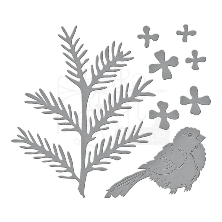 Wykrojnik Snow Garden - Hemlock Cones and Chicadee S4-1305 Spellbinders