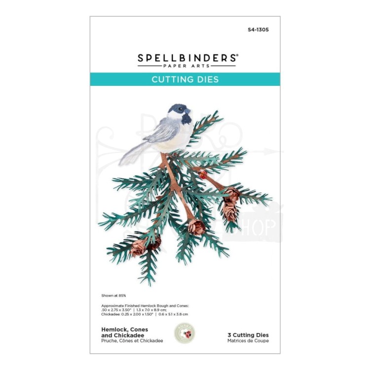 Wykrojnik Snow Garden - Hemlock Cones and Chicadee S4-1305 Spellbinders