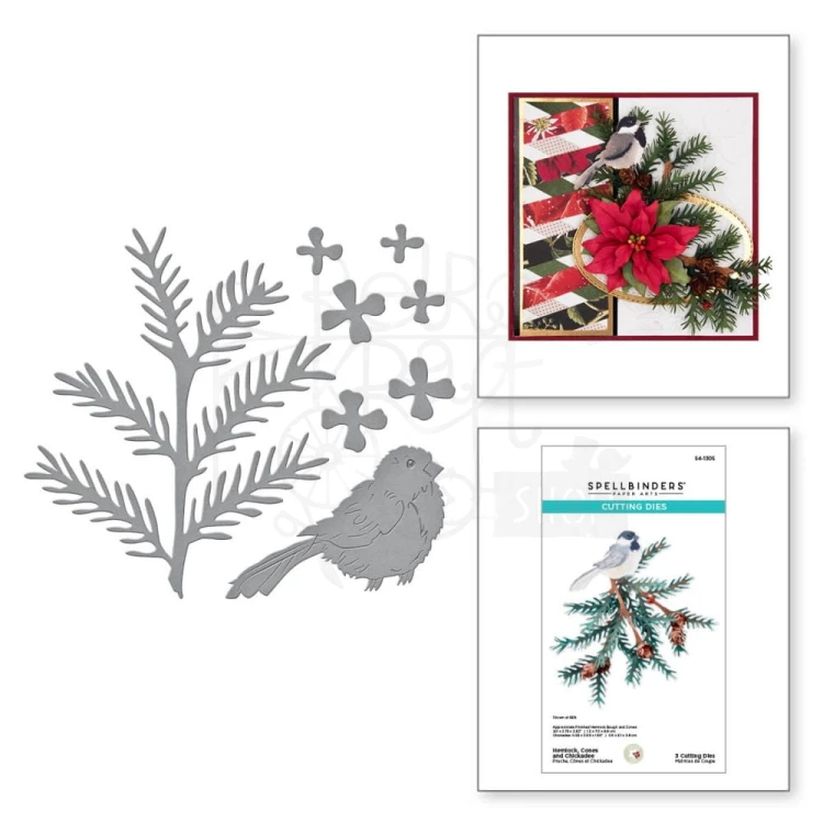 Wykrojnik Snow Garden - Hemlock Cones and Chicadee S4-1305 Spellbinders