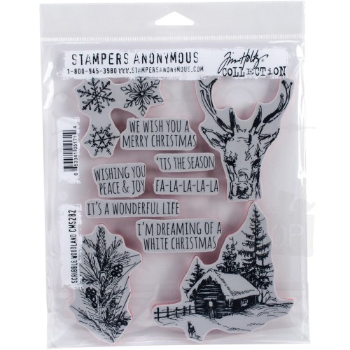 Stempel gumowy kauczukowy Scribble Woodland CMS-282 Tim Holtz Stampers Anonymous