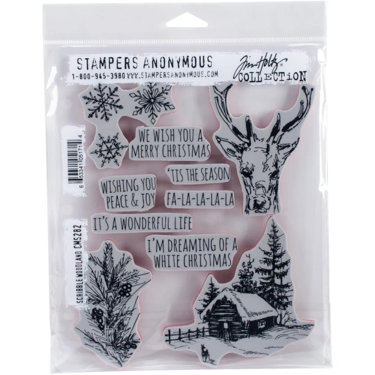 Stempel gumowy kauczukowy Scribble Woodland CMS-282 Tim Holtz Stampers Anonymous