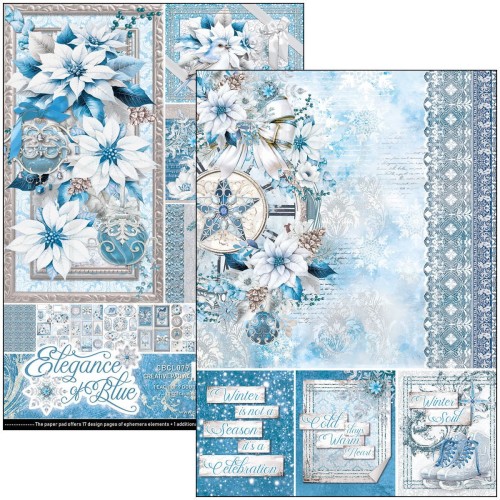 Zestaw papierów do scrapbookingu A4 Elegance of Blue 9 szt CBCL079 Ciao Bella