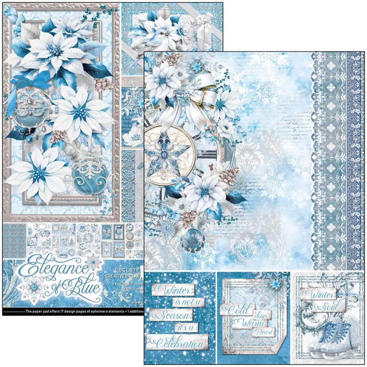 Zestaw papierów do scrapbookingu A4 Elegance of Blue 9 szt CBCL079 Ciao Bella