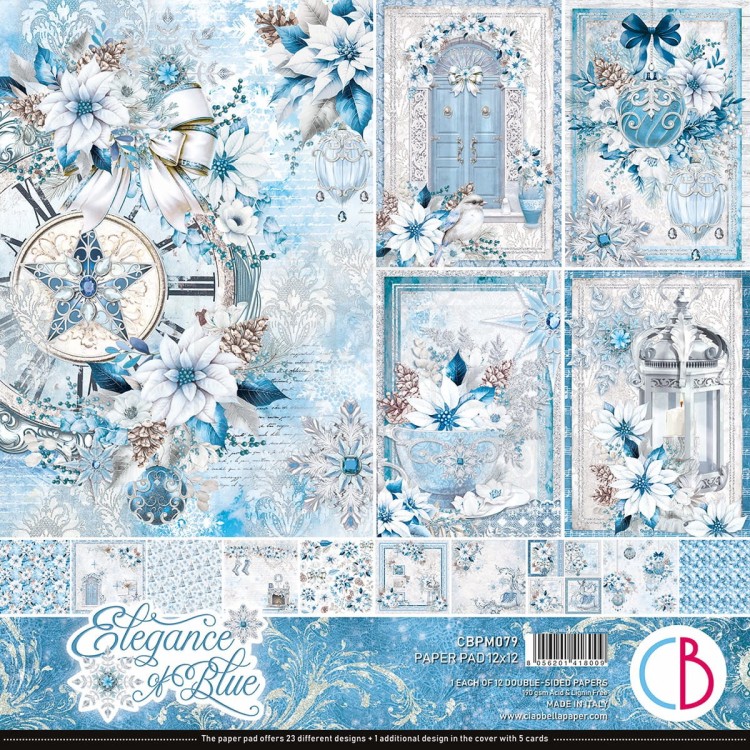 Zestaw papierów do scrapbookingu 30x30 Elegance of Blue 12 szt CBPM079 Ciao Bella