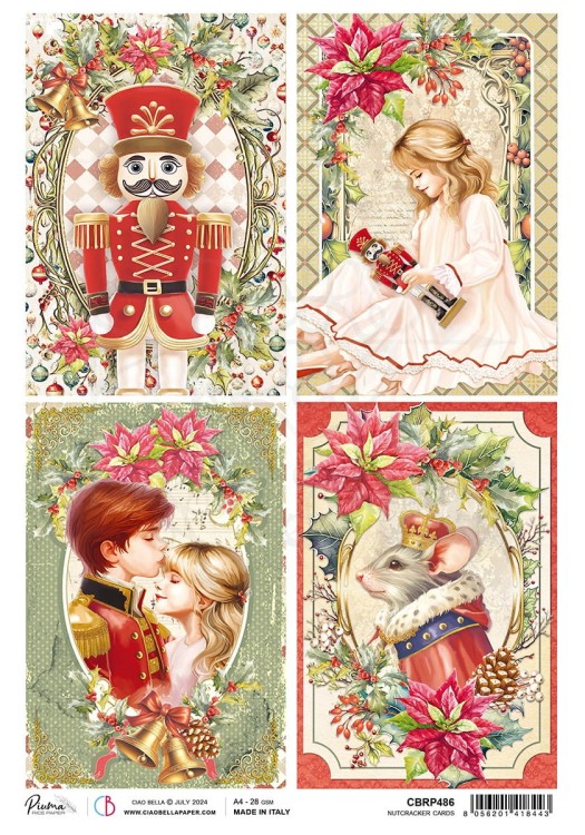 Papier ryżowy do decoupage A4 Nutcracker Cards CBRP486 Ciao Bella
