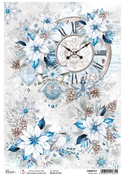 Papier ryżowy do decoupage A4 Snow Time CBRP477 Ciao Bella