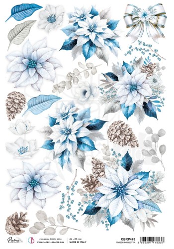 Papier ryżowy do decoupage A4 Frozen Poinsettia CBRP475 Ciao Bella