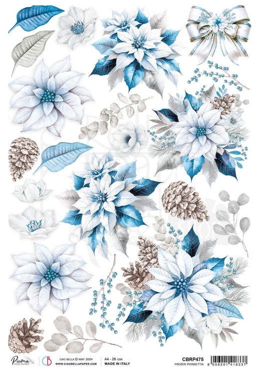Papier ryżowy do decoupage A4 Frozen Poinsettia CBRP475 Ciao Bella