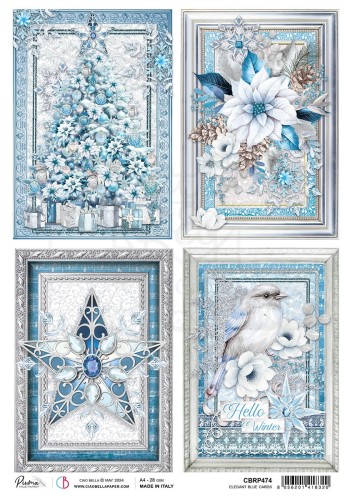Papier ryżowy do decoupage A4 Elegant Blue Cards CBRP474 Ciao Bella