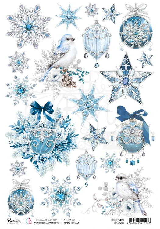 Papier ryżowy do decoupage A4 Ice Jewels CBRP470 Ciao Bella