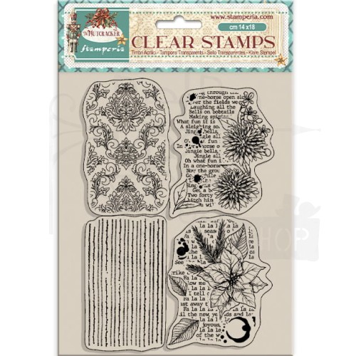 Stempel akrylowy 14x18cm The Nutcracker Poinsecja Gwiazda betlejemska ornamenty WTK198 Stamperia