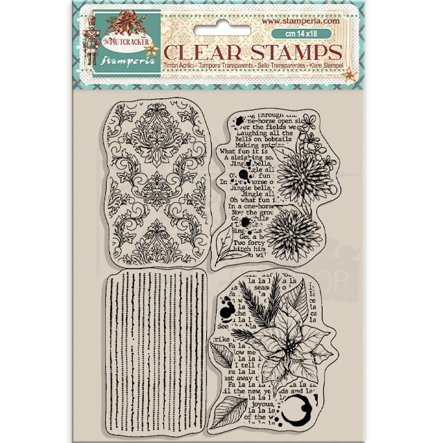 Stempel akrylowy 14x18cm The Nutcracker Poinsecja Gwiazda betlejemska ornamenty WTK198 Stamperia