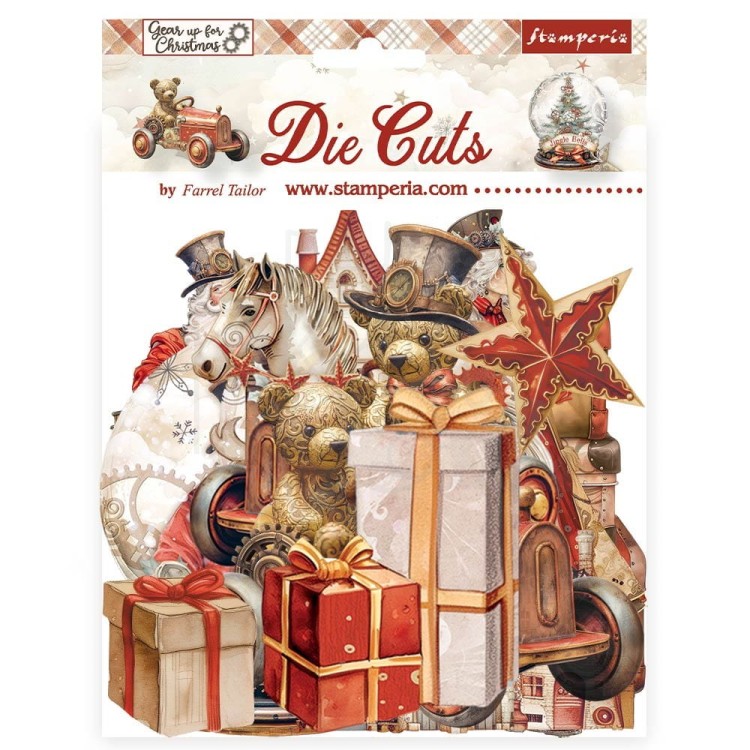 Ozdoby kształty tekturowe Die Cuts Gear Up For Christmas DFLDC102 Stamperia