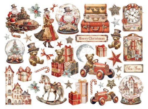 Ozdoby kształty tekturowe Die Cuts Gear Up For Christmas DFLDC102 Stamperia
