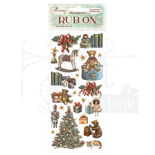 Rub-on transfer 10x21.6cm The Nutcracker Zabawki Miś Teddy DFLRB106 Stamperia