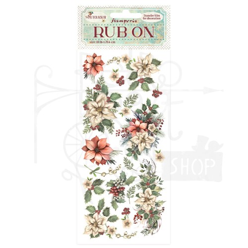 Rub-on transfer 10x21.6cm The Nutcracker Poinsecja Gwiazda Betlejemska DFLRB105 Stamperia