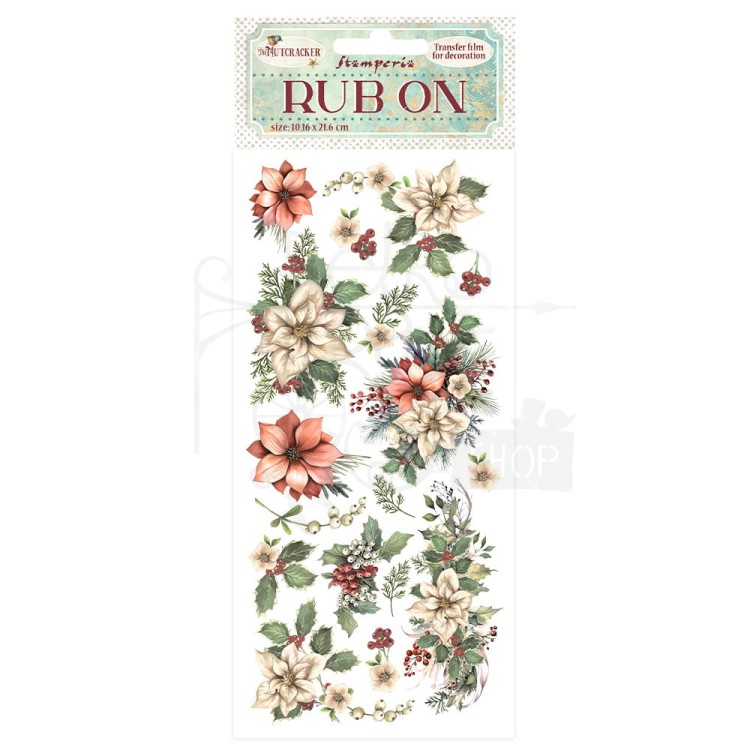 Rub-on transfer 10x21.6cm The Nutcracker Poinsecja Gwiazda Betlejemska DFLRB105 Stamperia