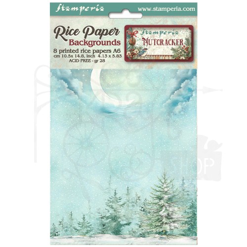 Papier ryżowy A6 The Nutcracker Backgrounds tła - zestaw 8szt DFSAK6027 Stamperia