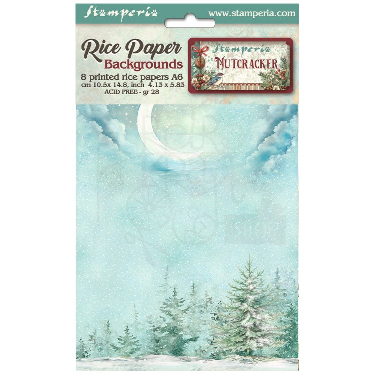 Papier ryżowy A6 The Nutcracker Backgrounds tła - zestaw 8szt DFSAK6027 Stamperia