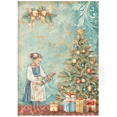 Papier ryżowy do decoupage A4 The Nutcracker Choinka i prezenty DFSA4941 Stamperia