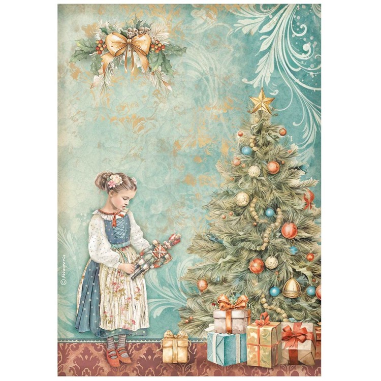 Papier ryżowy do decoupage A4 The Nutcracker Choinka i prezenty DFSA4941 Stamperia