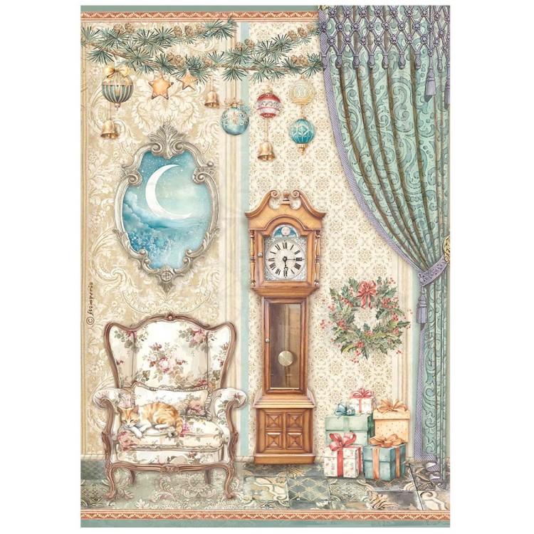 Papier ryżowy do decoupage A4 The Nutcracker Zegar i fotel DFSA4940 Stamperia