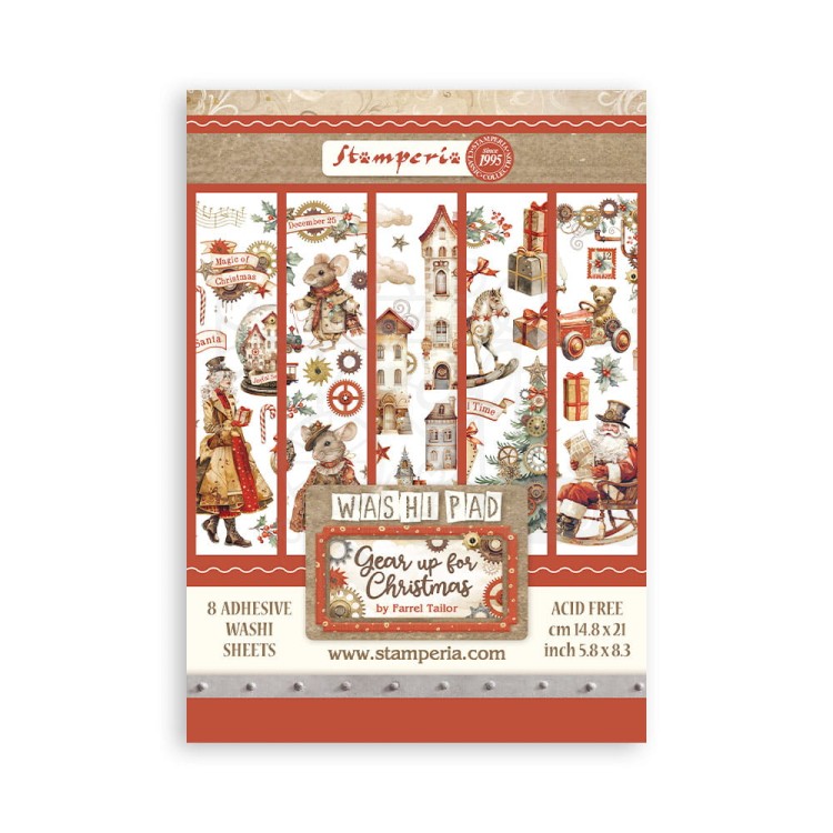 Papier washi A5 Gear Up For Christmas SBW09 Stamperia