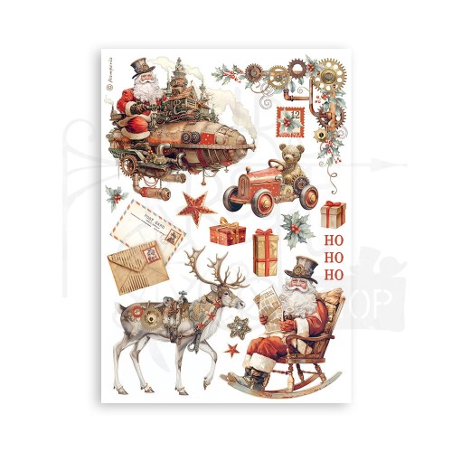 Papier washi A5 Gear Up For Christmas SBW09 Stamperia