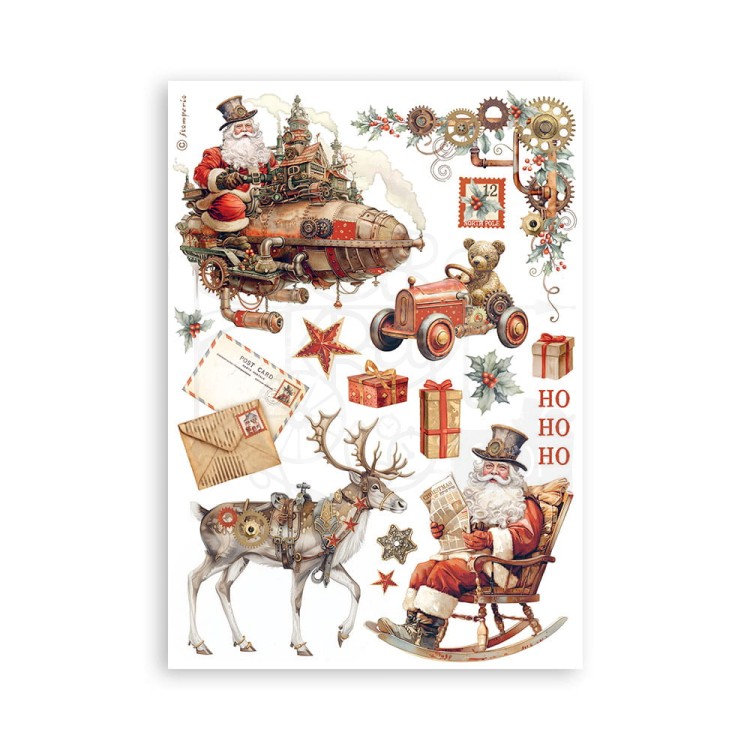 Papier washi A5 Gear Up For Christmas SBW09 Stamperia