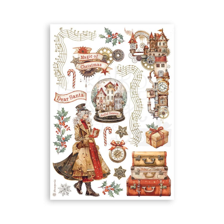 Papier washi A5 Gear Up For Christmas SBW09 Stamperia