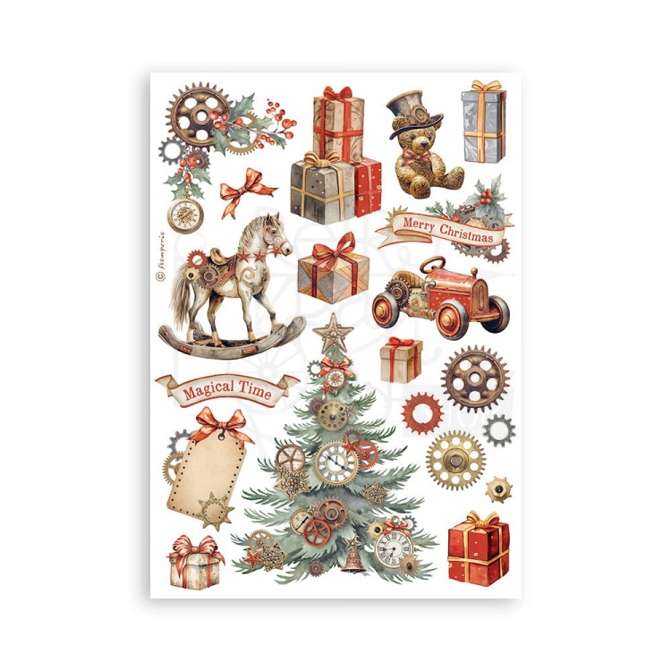 Papier washi A5 Gear Up For Christmas SBW09 Stamperia