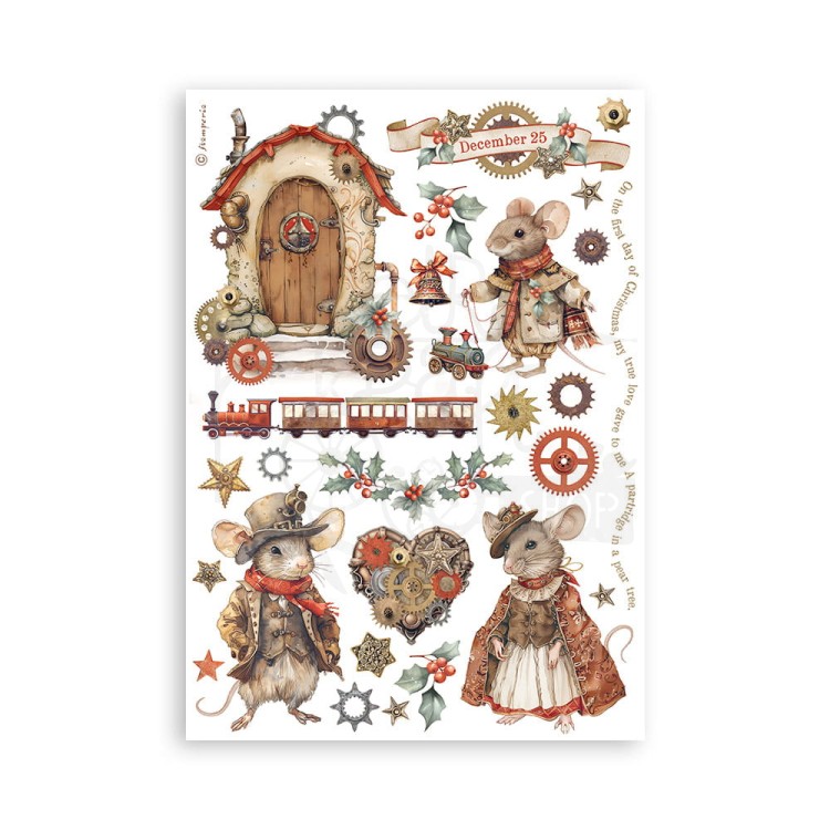 Papier washi A5 Gear Up For Christmas SBW09 Stamperia