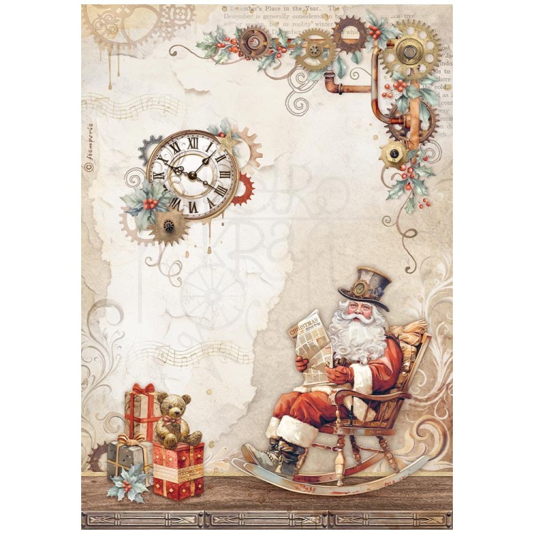 Papier ryżowy do decoupage A4 Gear Up For Christmas Mikołaj DFSA4938 Stamperia