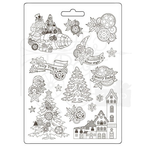 Foremka do odlewów A4 Gear Up For Christmas Mikołaj choinki i kamieniczki K3PTA4579 Stamperia