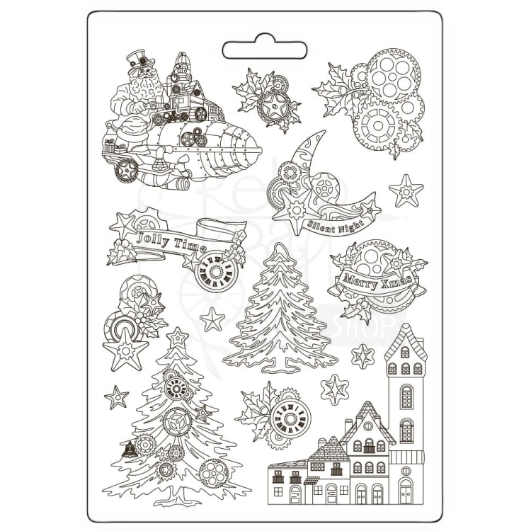 Foremka do odlewów A4 Gear Up For Christmas Mikołaj choinki i kamieniczki K3PTA4579 Stamperia