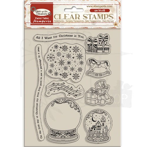 Stempel akrylowy 14x18cm Gear Up For Christmas Kule śnieżne WTK197 Stamperia
