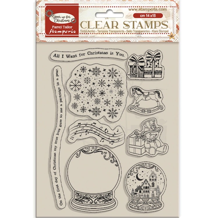 Stempel akrylowy 14x18cm Gear Up For Christmas Kule śnieżne WTK197 Stamperia