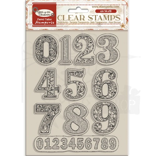 Stempel akrylowy 14x18cm Gear Up For Christmas Cyfry WTK200 Stamperia