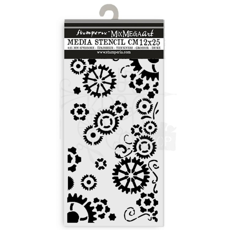Szablon maska 12x25cm Gear Up For Christmas Zębatki KSTDL98 Stamperia