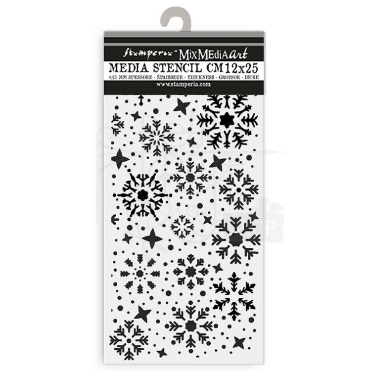 Szablon maska 12x25cm Gear Up For Christmas Śnieżynki KSTDL100 Stamperia