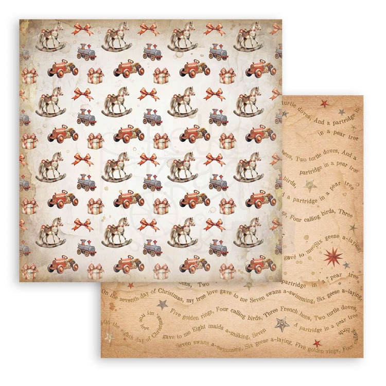 Zestaw papierów do scrapbookingu 20x20 Gear Up For Christmas Backgrounds Tła SBBS111 Stamperia