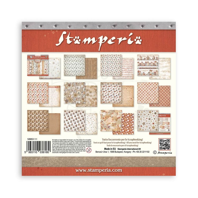 Zestaw papierów do scrapbookingu 20x20 Gear Up For Christmas Backgrounds Tła SBBS111 Stamperia