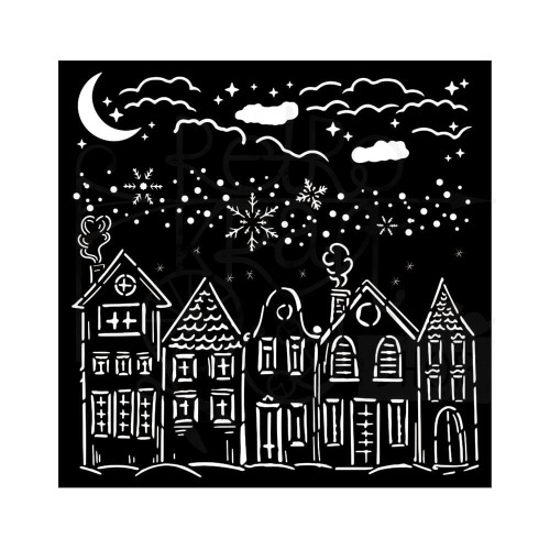 Szablon maska 18x18 Classic Christmas Domki KSTDQ110 Stamperia