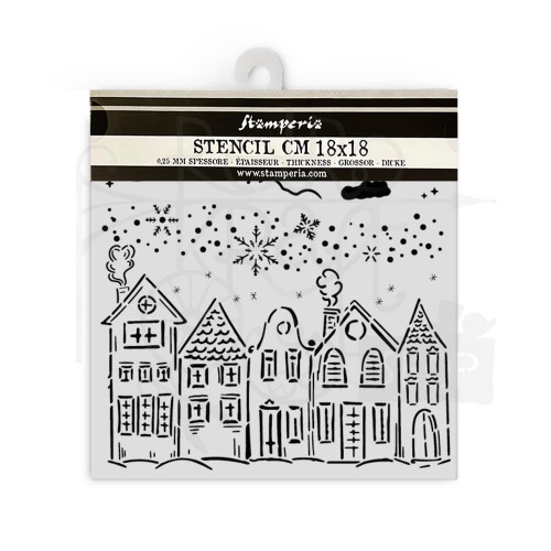 Szablon maska 18x18 Classic Christmas Domki KSTDQ110 Stamperia