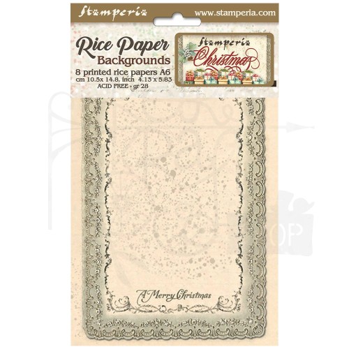 Papier ryżowy A6 Classic Christmas Backgrounds tła - zestaw 8szt DFSAK6028 Stamperia