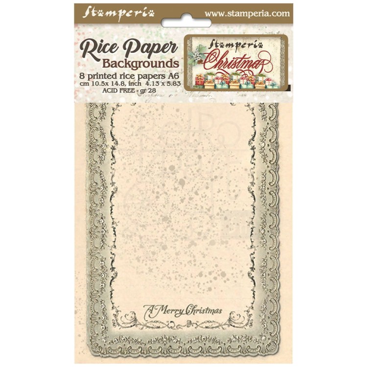Papier ryżowy A6 Classic Christmas Backgrounds tła - zestaw 8szt DFSAK6028 Stamperia